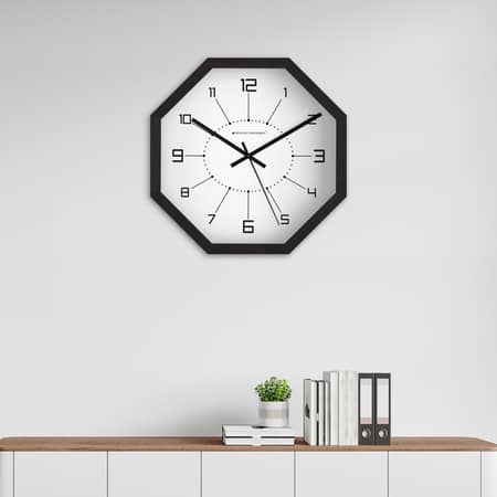 Linear Index Octagonal Wooden Wall Clock