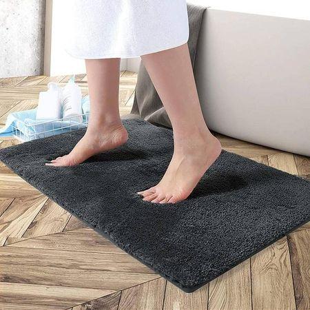 Thea Black Solid Natural Fiber 30x18 inches Anti-Skid Bath Mat