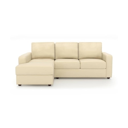 Apollo Compact Sofa (Colour : Cream, Cushion : Hard, Seating Capacity : Left Aligned 2 Seater + Left Aligned Chaise + Ottoman)