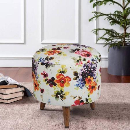 Xavier Solid Wood  Ottomon in  Multicolor Colour