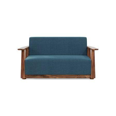 Serra Wooden Sofa - Teak Finish (Colonial Blue)