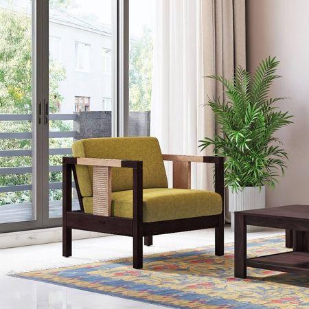 Cairo 1 Seater Wooden Sofa (Green Olivia)