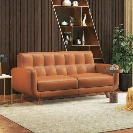 Waverly 2 Seater Leather Sofa in Apricot Colour