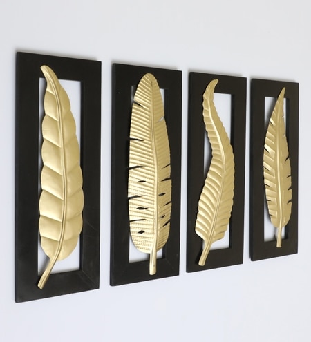 Vantara Abstract Metal Wall Decor in Gold Set of 4