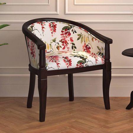 Florence Armchair in Carmine Cassia Colour and Mahogany Finish