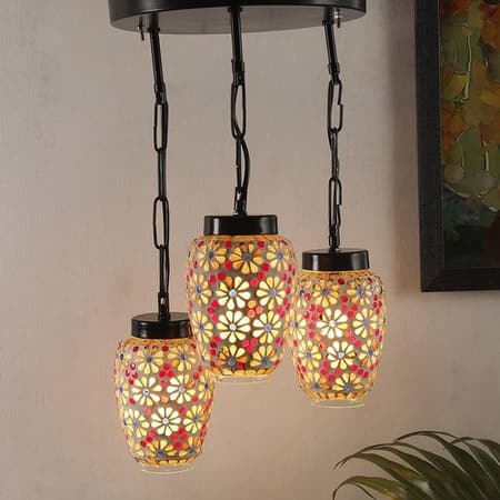 Aziel Multicolour Glass Cluster Hanging Light
