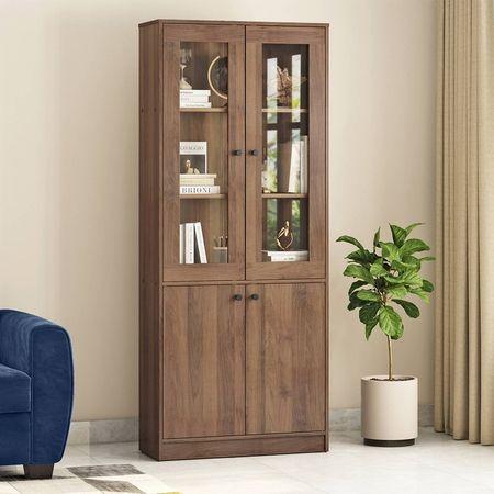 Oswald Glass cabinet in Classic walnut Finish
