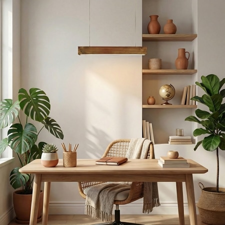 Slimline 24 Brown Wooden LED Hanging Lamp