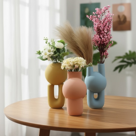 Matte Pastel Geometric Sculpture Vases