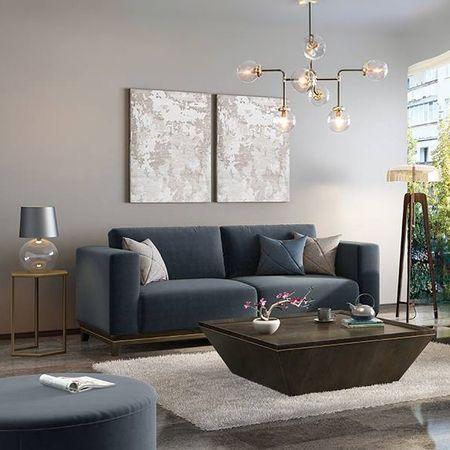 Taarkashi 3 Seater Fabric Sofa (Marengo Grey Velvet)