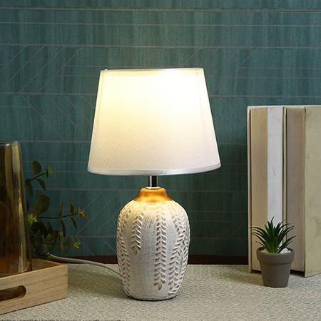 Contemporary Desk Lamp White Sculptural Metal Frame