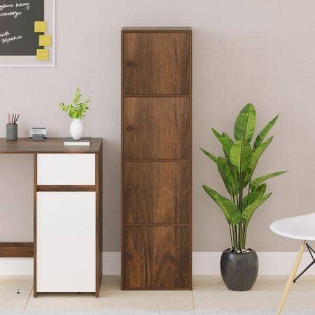 Calcio 4-Tier Engineered Wood Wardrobe In Brown Maple Finish