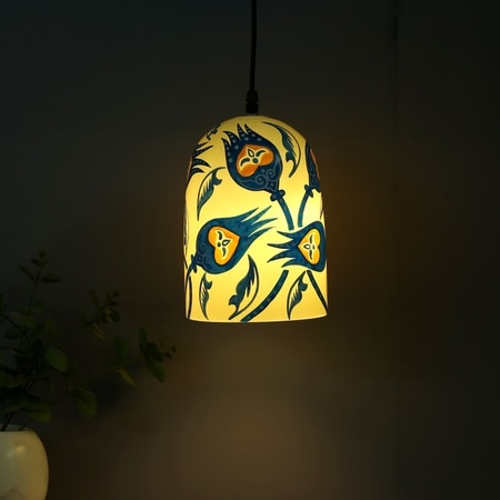 Aesthetic Glass Electric Hanging Light in White Colour