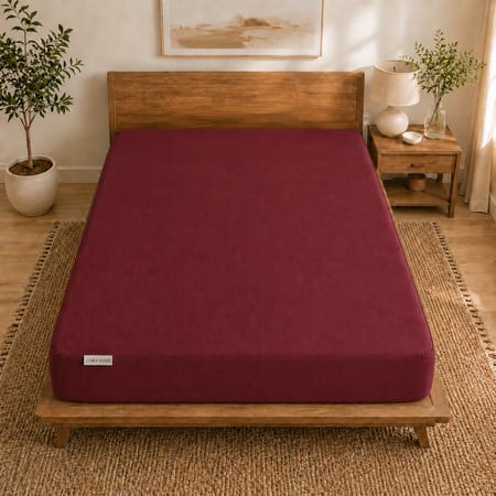 Loom and Needles Waterproof Mattress Protector Premium Cotton Mattress Bed Cover78x48 in Maroon