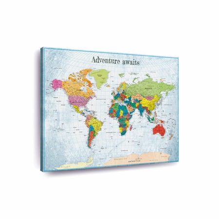 Truss Blue World Map Canvas Wall Prints Canvas Wall Prints Set of 2 Multicolor Matte