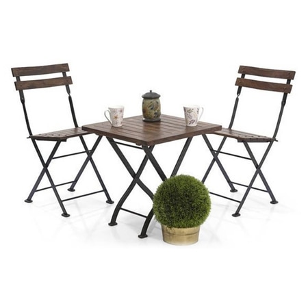 Masai Solid Wood Patio Chair Set of 2 in Teak Finish