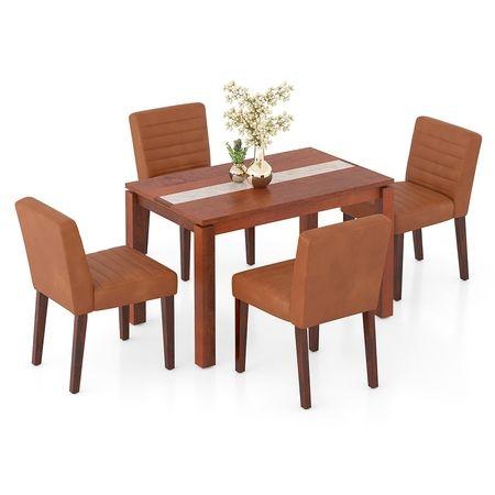 Atlas Crest Storage Solid Wood 4 Seater Dining Table With Ludo Dining Chairs