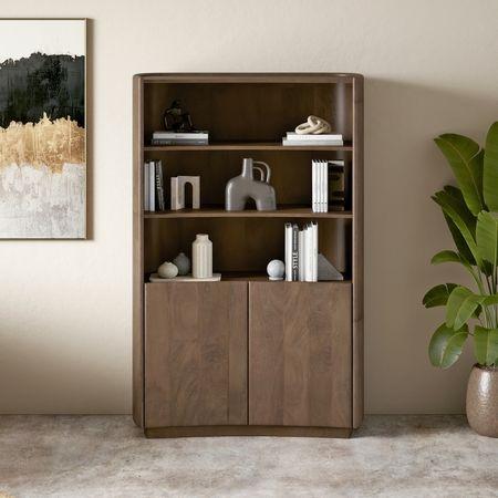 Torin Solid Wood Bookshelf In Danish Walnut Finish