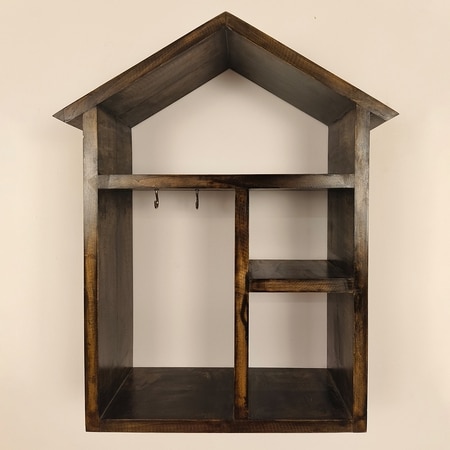 Octavius Wooden Wall Shelf Organiser With Key Holders