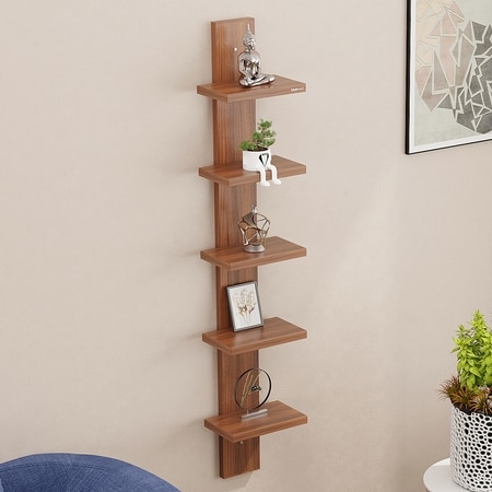 BLUEWUD Louis Engineered Wood Multipurpose Wall Decor Shelf, Display Rack (Walnut)