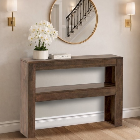 Epsilon Solid Wood Console Table In Danish Walnut Finish