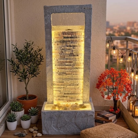 Light Grey Rippled Slate Water Fountain