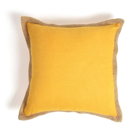 Sunflower Jute Border Cushion Cover