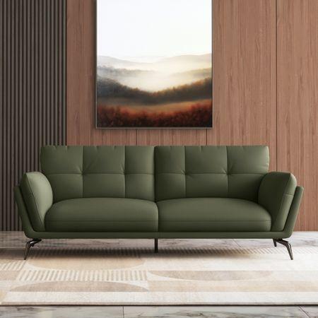 Vetra 3 Seater Leather Sofa In Olive