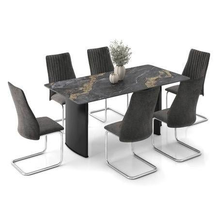 Rosen 6 Seater Ceramic Dining Table - Black Finish