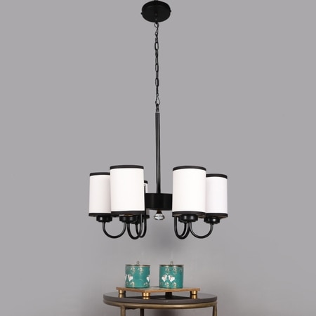 Devansh Dual Black Wallmounted Lamp With Cotton Off-White Shade