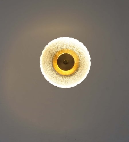 Axton Integrated Single Light Led Wall Fitting In Brass Finish Metal With Frosted White Glass
