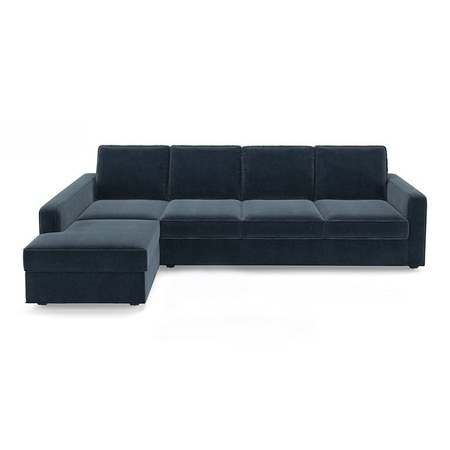 Apollo Sofa (Colour : Sea Port Blue Velvet, Cushion : Soft, Back Type : Regular, Seating Capacity : Left Aligned 3 Seater + Left Aligned Chaise)