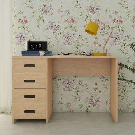 Casablanca Study Desk with 4 Handle Less Drawers in Canadian Maple Coffee Walnut Colour