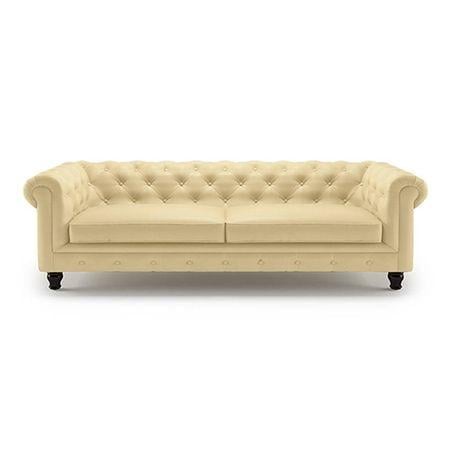 Winchester 3 Seater Half Leather Sofa in Cream Colour
