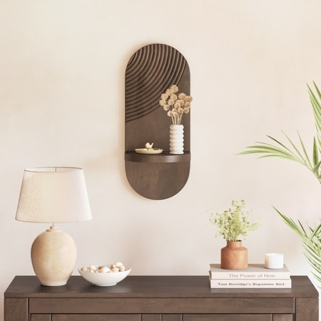 Gabe Solid Wood Wall Shelf In Danish Walnut Finish