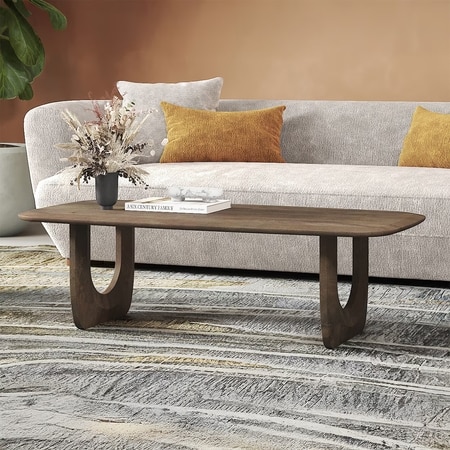 Aero Rectangular Solid Wood Coffee Table In Danish Walnut Finish