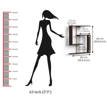 BLUEWUD Easton Engineered Wood Wall Shelf, Display Rack, 3 Shelves (Wenge & White)…