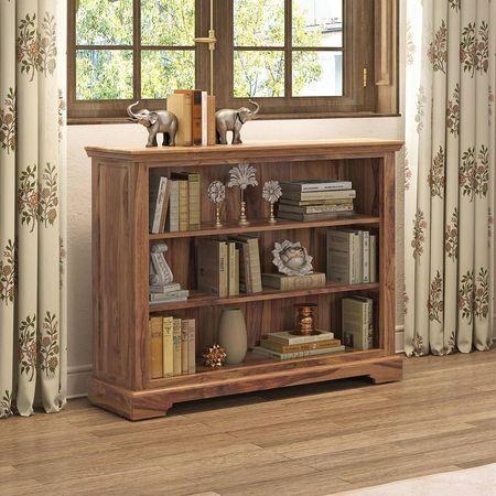 Mateo Solid Wood Bookshelf in Teak Finish