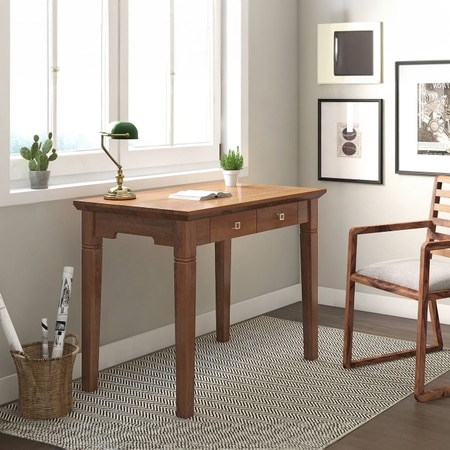 Malabar Solid Wood Study Table in Amber Walnut Finish