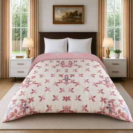 Pink Floral 300 GSM Cotton Double Bed Size Comforter from Threads
