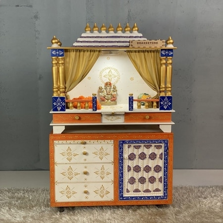 D'Dass Honeywood Mdf and Sheesham  Wall Hanging Wooden Temple For Pooja