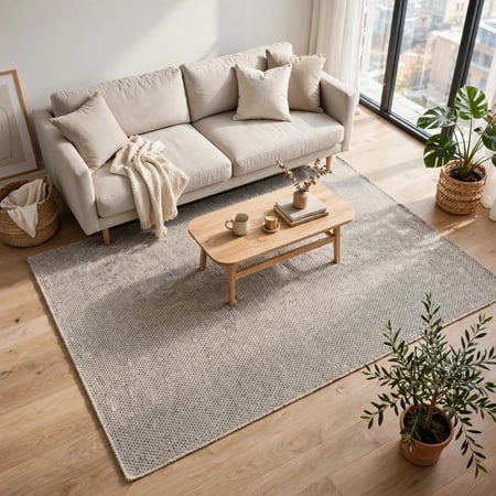Te x tured Contemporary Woven Rug Grey Beige Area Rug Size 64 x 86 in