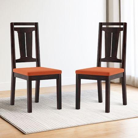Martha Solid Wood Dining Chair Set Of 2 In Mahogany Finish