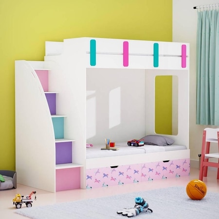 Pinwheels Bunk Bed with Storage in Oak Colour BKBB041