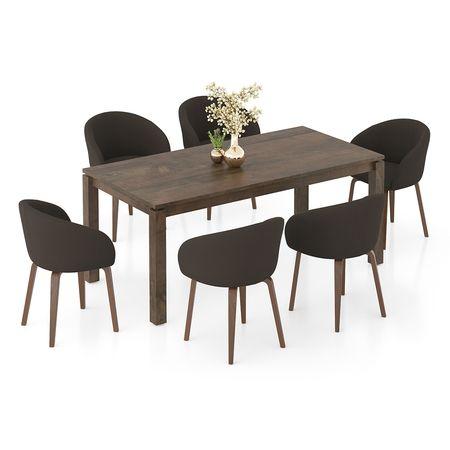 Atlas Solid Wood 6 Seater Dining Table with 6 Meryl Lounge Chair