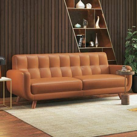 Waverly 3 Seater Leather Sofa in Apricot Colour