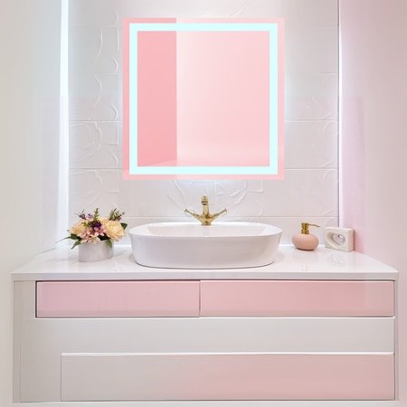 Square LED Mirror  Illuminated  Mirror with Light Border