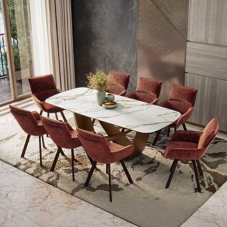 Paloma 8 Seater Pluto Spanish Ceramic Dining Table With Bren Dining Chairs