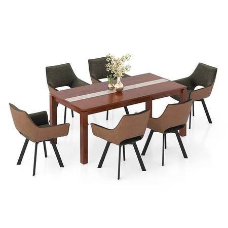 Atlas Crest Storage 6 Seater Dining Table With 6 Casey Swivel Dining Chairs (Finish : Honey, Chair Colour : Dual Tone)