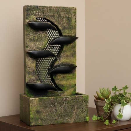 Green Gold Contemporary Leaf Indoor Water Fountain